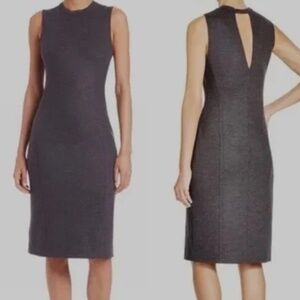 Theory "Gevel" Jersey Flannel Sheath Midi Dress - Charcoal Size 2